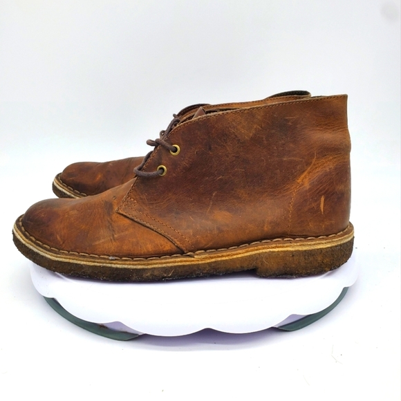 Clarks Shoe Men 6.5 M Originals Desert Boots Chukka Brown Leather Crepe - Picture 1 of 8